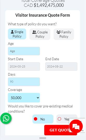 Visitor Insurance Quote Form