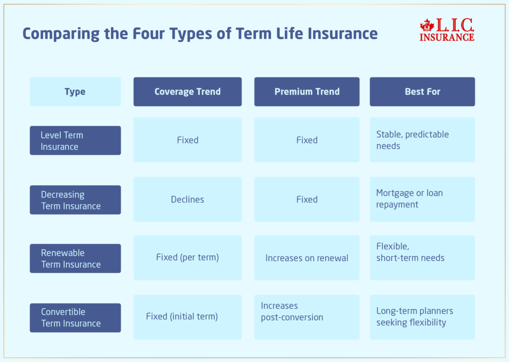 Comparing the Four Types of Term Life Insurance
