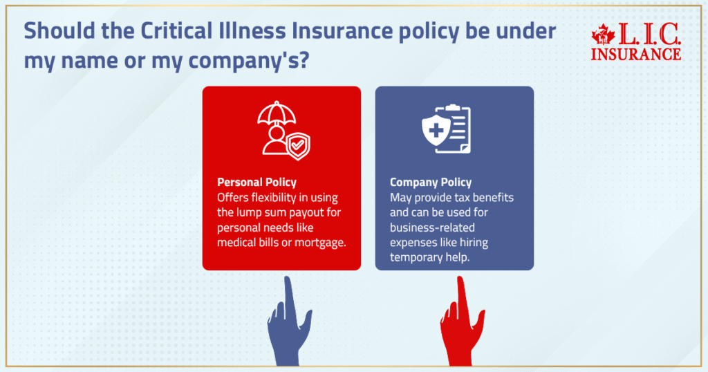 Should the Critical Illness Insurance policy be under my name or my company's